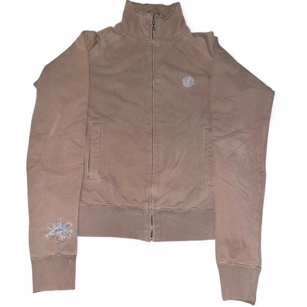 Brown Element Zip-Up Jacket with Embroidered Details